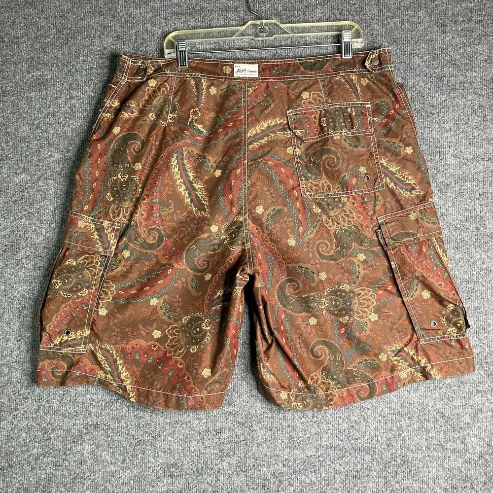 Polo Ralph Lauren Board Shorts Mens 40 Paisley Drawstrings Classic Pony‎ Logo